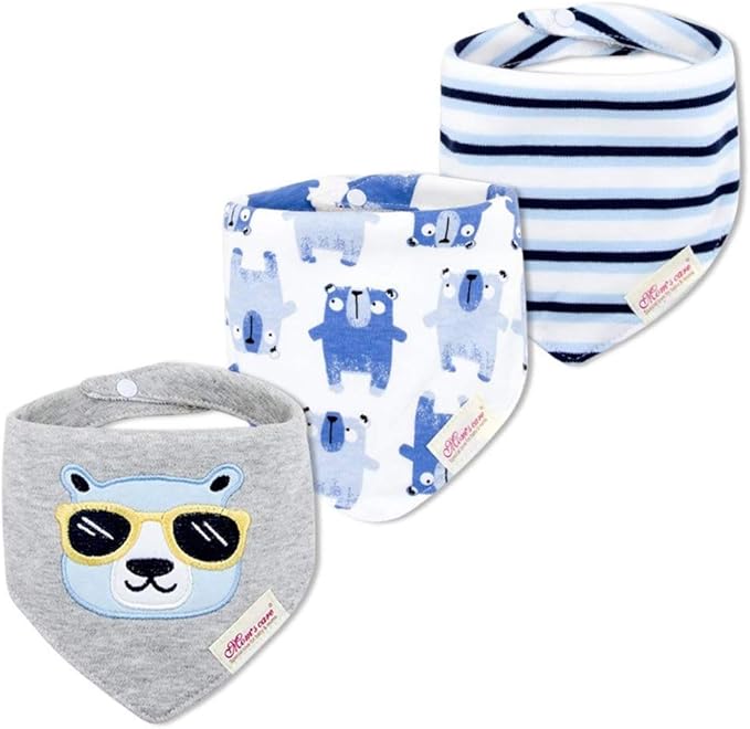 JN&LULU 3 Pack Newborn Baby Bibs Bandana Drool Bibs for Drooling Cotton Baby Gifts (Moon Star)