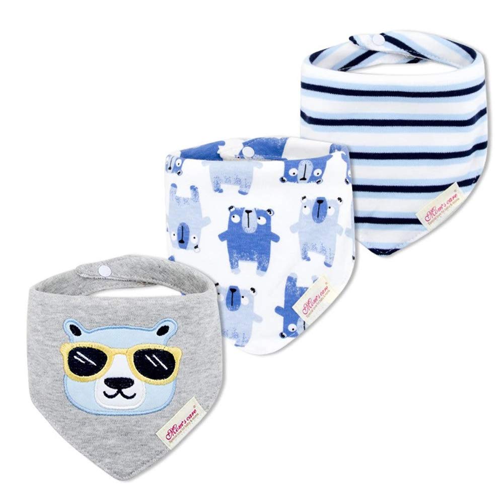 JN&LULU 3 Pack Newborn Baby Bibs Bandana Drool Bibs for Drooling Cotton Baby Gifts (Pink Rabbit)