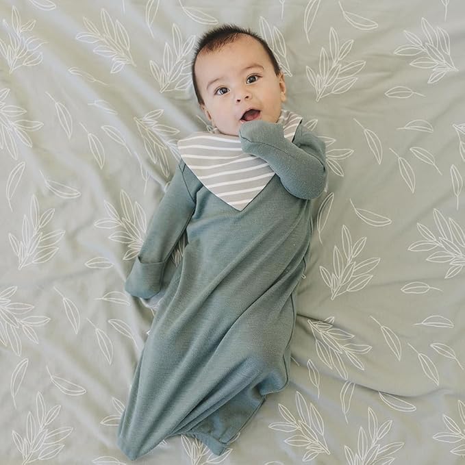 Woolino Merino Wool Baby Bibs - Highly Absorbent Bandana Bib with Cotton Outer Layer and Merino Wool Inner Layer - Pack of 2