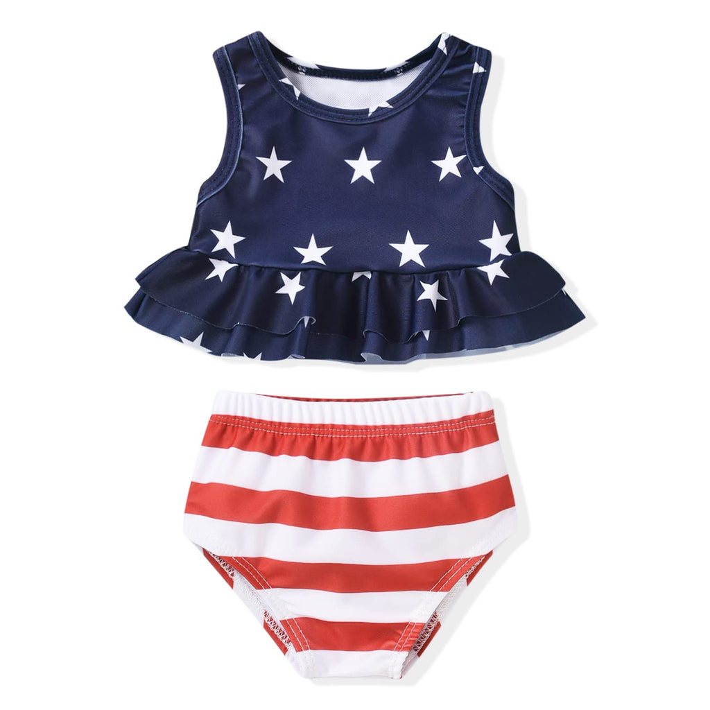 Aalizzwell Baby Infant Girls Swimsuit Two Piece Independence Day Ruffle Bathing Suit Bikini American Flag Swimming Suit 4th of July Swimwear Beach Wear 6-12 Months