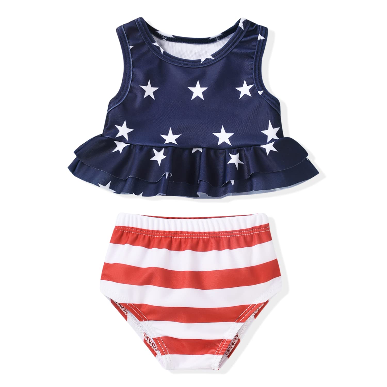Aalizzwell Baby Infant Girls Swimsuit Two Piece Independence Day Ruffle Bathing Suit Bikini American Flag Swimming Suit 4th of July Swimwear Beach Wear 6-12 Months