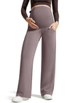 G4Free Maternity Dress Pants with Pockets Casual Lounge Sweatpants Over Bump Pregnancy Trousers Comfy Postpartum Cloth(Taupe,L,Regular)