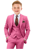 Tesscy Baby Boys Suits 4 Piece Slim Fit Rose Suit for Boys Formal Wedding Prom Tuxedo Jacket Vest Pants Set with Tie Size 3