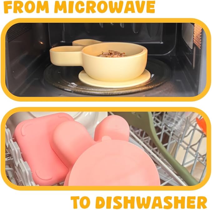 Baby Plates with Suction - Self-Feeding Tools for Baby - Made in Korea - Suction Plates Feeding Essentials - Ideal Baby Food Plates - Perfect Design for Toddlers (Green, Rabbit)