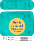 BUSY BABY Silicone Mat Bundle - 1 Original Mat Plus 1 Mini Mat, New Stronger Suction Cups, 6 Straps to Secure Baby Essentials and Keep Off The Floor, Baby Led Weaning, Wet Bag Included (Spearmint)