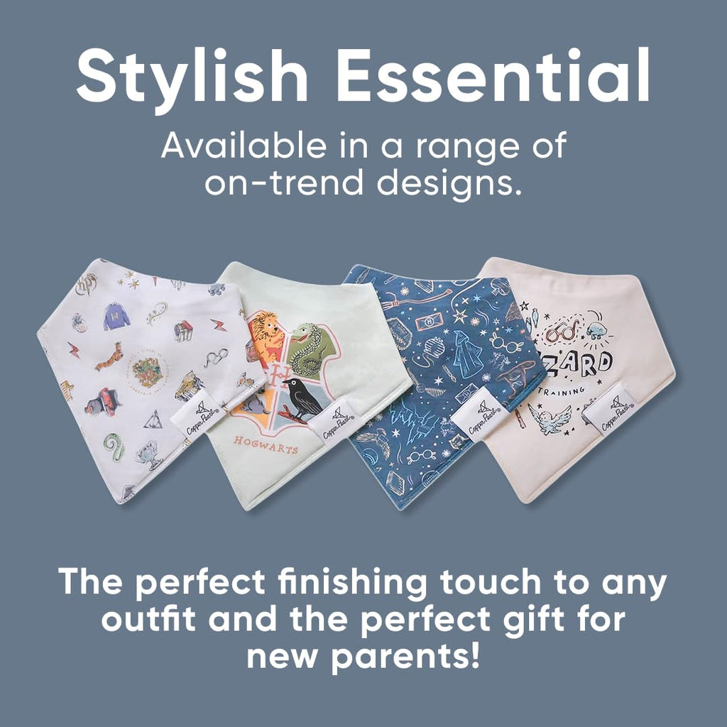 Copper Pearl Baby Bibs for Baby Boy or Girl – Bandana Drool Bibs for Teething, Absorbent Bibs for Eating, Newborn to Toddler, 4 Pack, Wizarding World