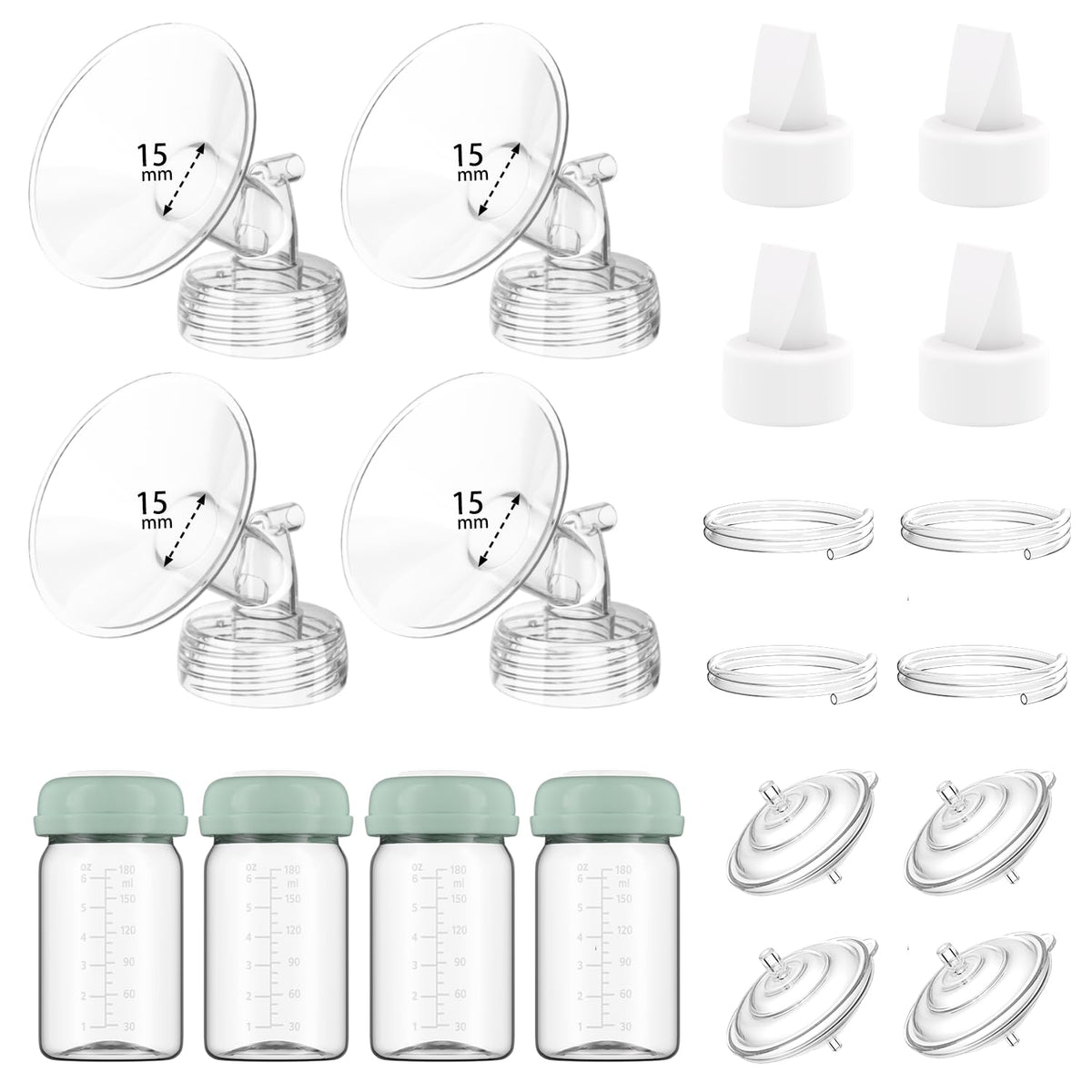 4 Full Pump Parts Kits for Spectra S1/S2/9 Plus/Synergy Gold, Replacement Kit for Spectra Pump Parts 4PC,Include 24mm Flange, Duckbill Valve, Tube, Bottle, Backflow Protector, Not Original Accessories