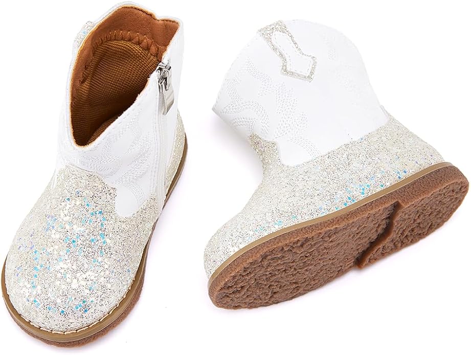 BMCiTYBM Baby Cowboy Cowgirl Boots Infant Western Shoes Boys Girls Round Toe Boots All Seasons 6-24 Months