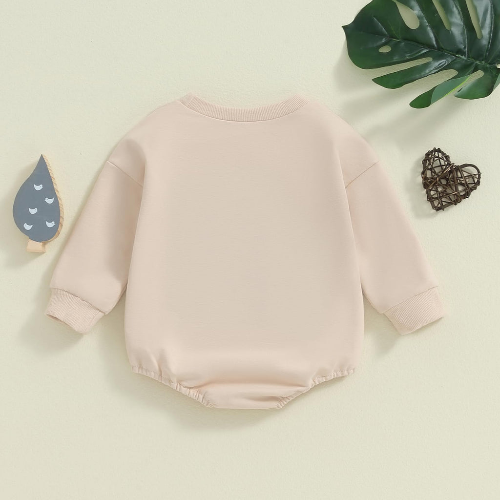 VISGOGO Newborn Infant Baby Boy Oversized Romper Sweater Bodysuits Coming Home Outfit Neutral Clothes (Beige-Tractor, 0-3 Months)