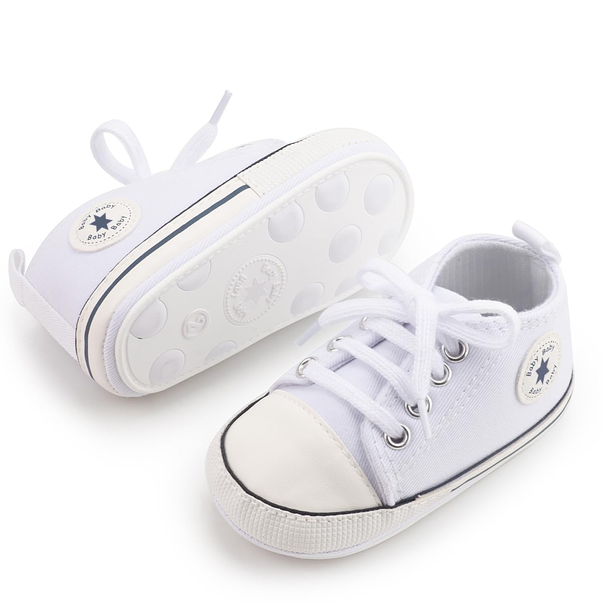 Meckior Save Beautiful Baby Girls Boys Canvas Sneakers Soft Sole High-Top Ankle Infant First Walkers Crib Shoes