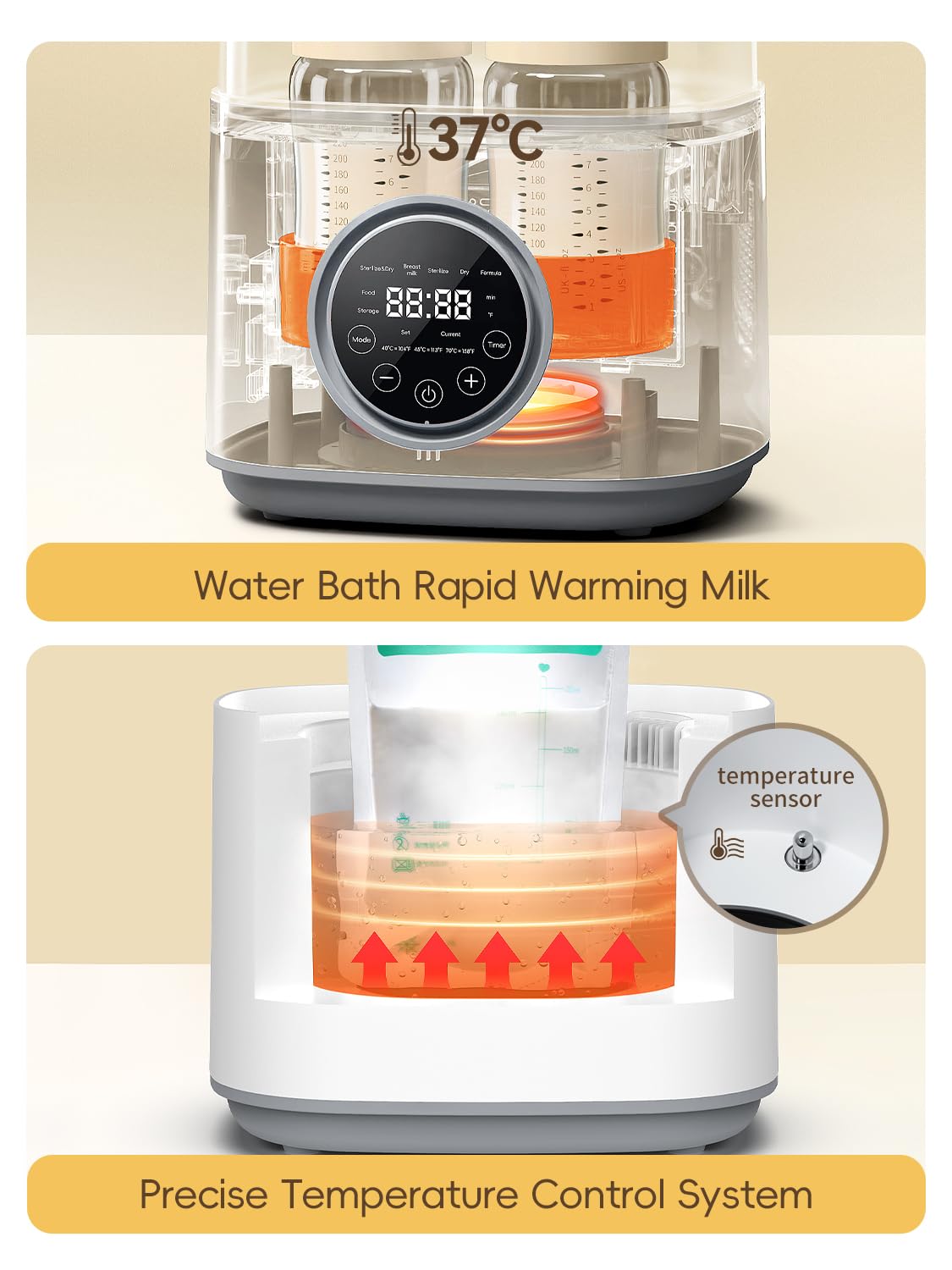 Feilizbebe Electric Steam Baby Bottle Sterilizer and Dryer and Warmer, Bottle Storage Sterile / Bottle Warmer / Heating Food Large Capacity Multifunctional All in One,Touch Screen & Auto-Shut