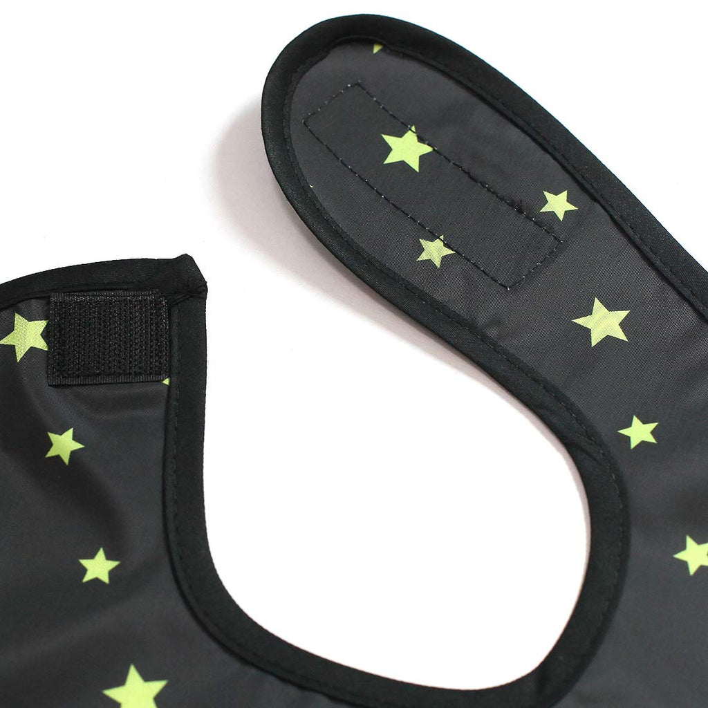 Plie Full Coverage Waterproof Feeding Bib for Toddlers – Extra Long Apron Bib for Mealtime, Self-Feeding, High Chair, Food Catcher, BPA-Free, Easy to Clean - Green Star