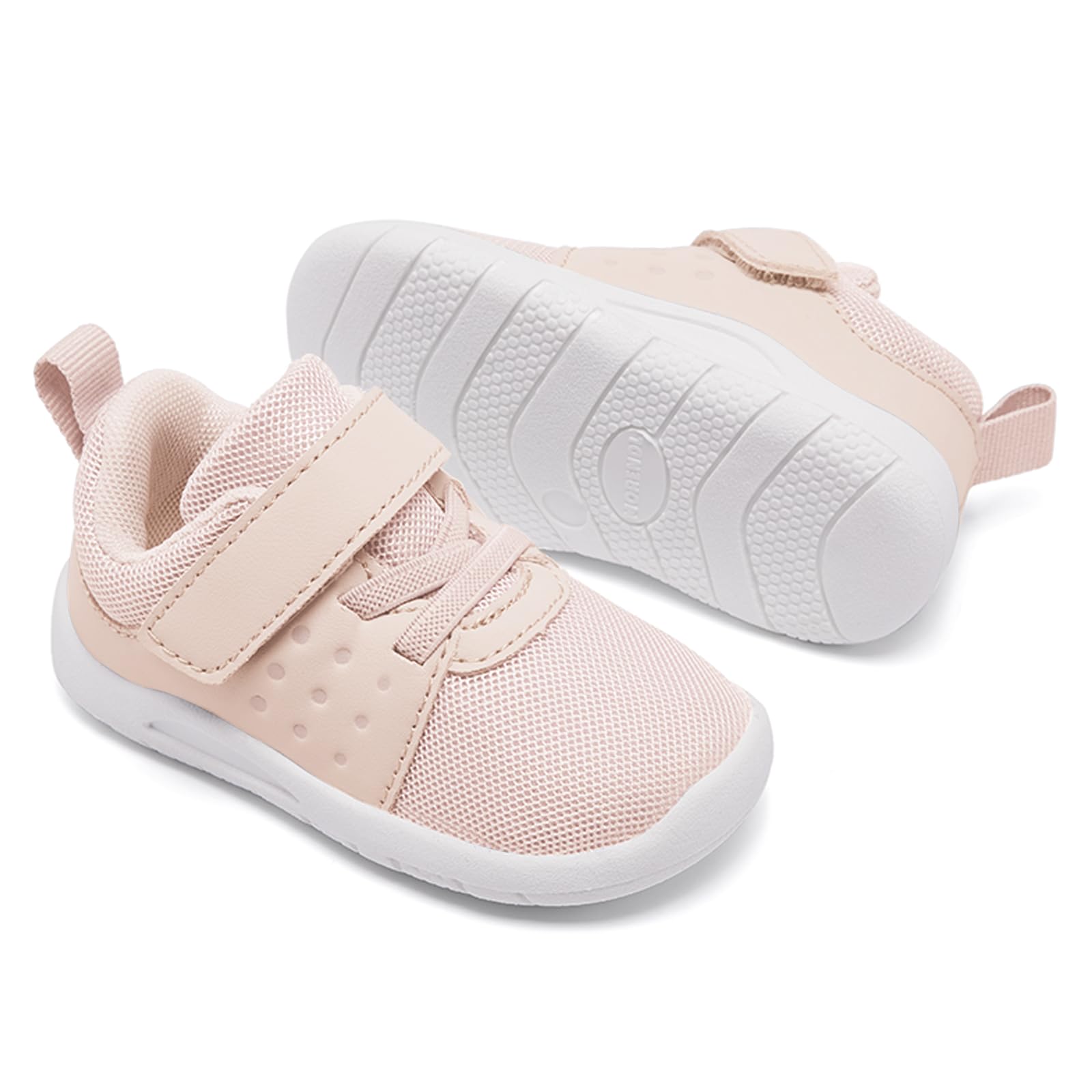 MORENDL Toddler Baby Shoes 0-4 Years Boy Girl Lightweight Breathable Non-Slip Sports Sneakers Running Walking Tennis Barefoot Shoes Pale Pink 18-24Months