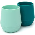 teensy peepsy Silicone Training Cups for Babies 4 Months+ | 2 pack Tiny Transition Cup for Baby Boy Gift, Baby Water Cup for 6-12 Months, Toddler Open Cups 2oz, Baby Essentials for BLW (Aquamarine)