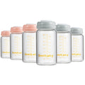 Breast Milk Storage Bottles 240ml 8oz BPA-Free Leak-Proof Natural Baby Bottle for Breastmilk Storage Wide Neck Bottles with Screw Ring Sealing Disk Breastfeeding (Grey+Pink, 240ml-6Packs)