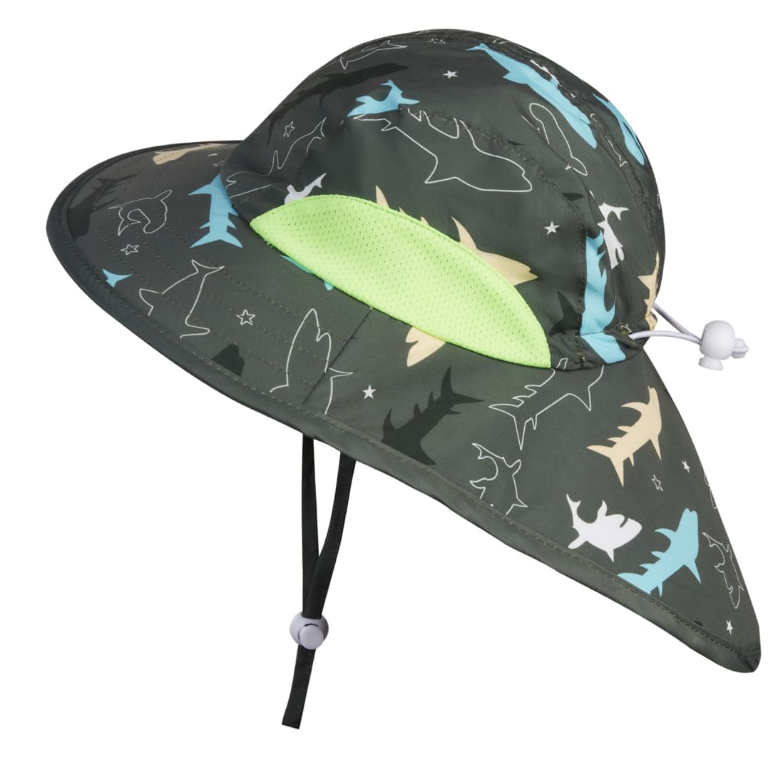 Toddler Baby Boys Swimsuit Rashguard One Piece Zipper Bathing Suit with Sun Hat Infant Swimwear Sunsuit UPF 50+（Green Shark，3-6 Months）