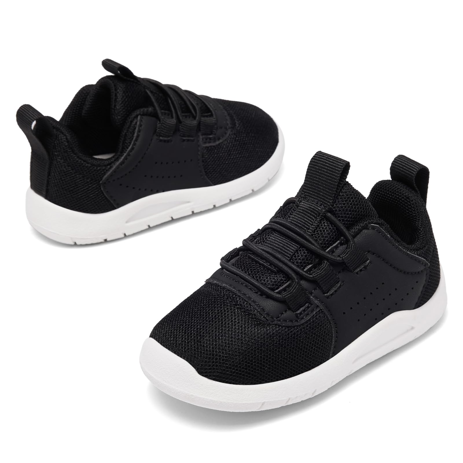 MOREND Toddler Shoes Baby First Walking Shoe Infant Non-Slip Breathable Sneakers Boys & Girls Tennis Shoes Black