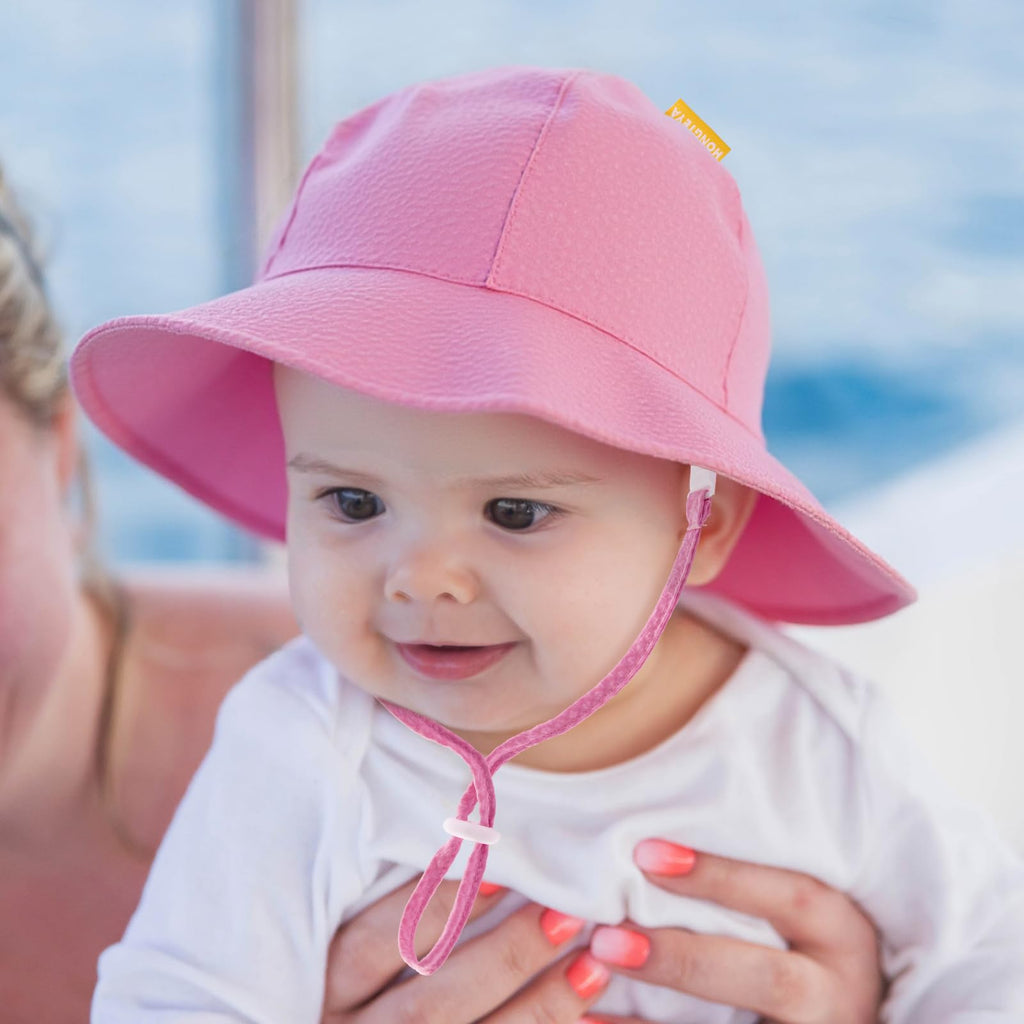 Baby Sun Hat Toddler Girl Beach Hat Adjustable Outdoor Summer Hat UPF 50+ Sun Protection Wide Brim Infant Kids (US, Age, 0 Months, 6 Months, Rose)