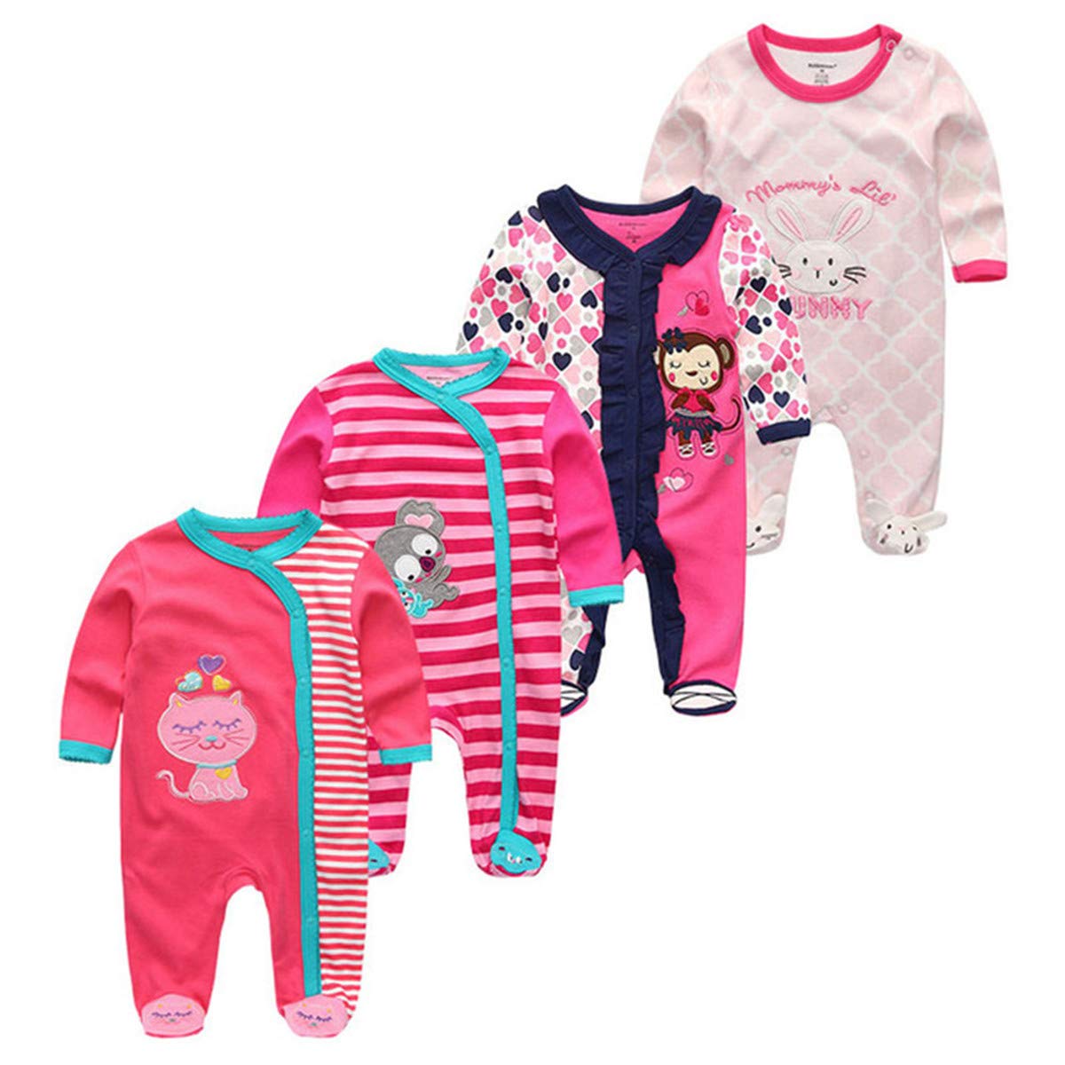 Kiddiezoom Baby and Toddler Boys'Snug Fit Footed One-Piece Romper Jumpsuit Cotton Footed Outfit