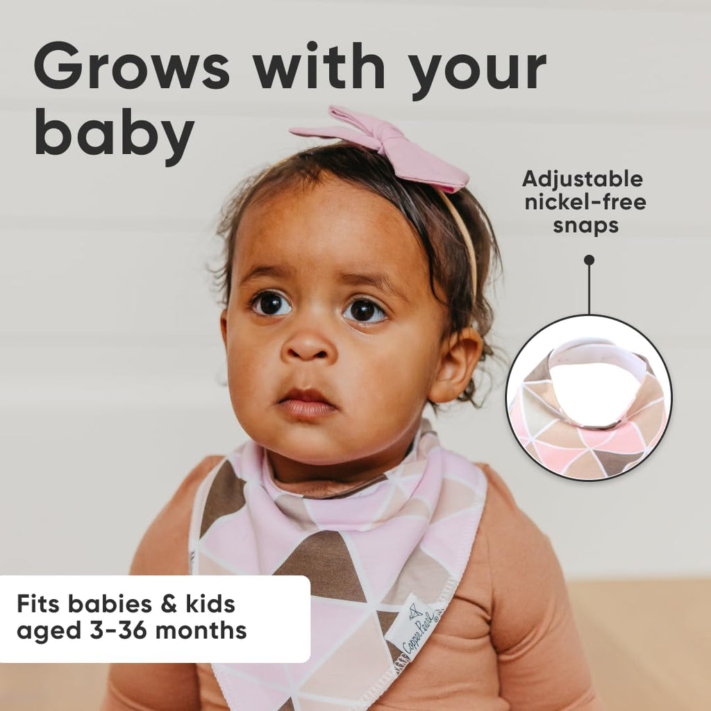 Copper Pearl Baby Bibs for Baby Boy or Girl – Bandana Drool Bibs for Teething, Absorbent Bibs for Eating, Newborn to Toddler, 4 Pack, Blush