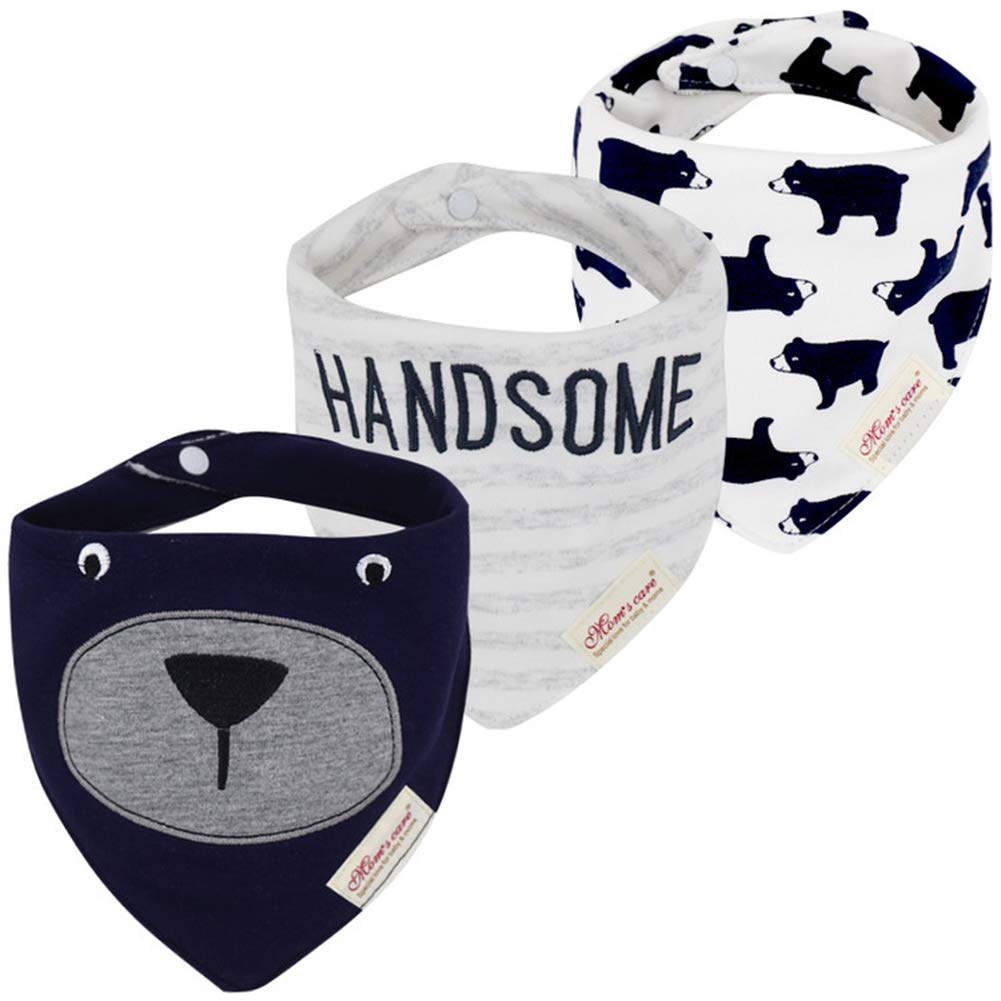 JN&LULU 3 Pack Newborn Baby Bibs Bandana Drool Bibs for Drooling Cotton Baby Gifts (Pink Rabbit)