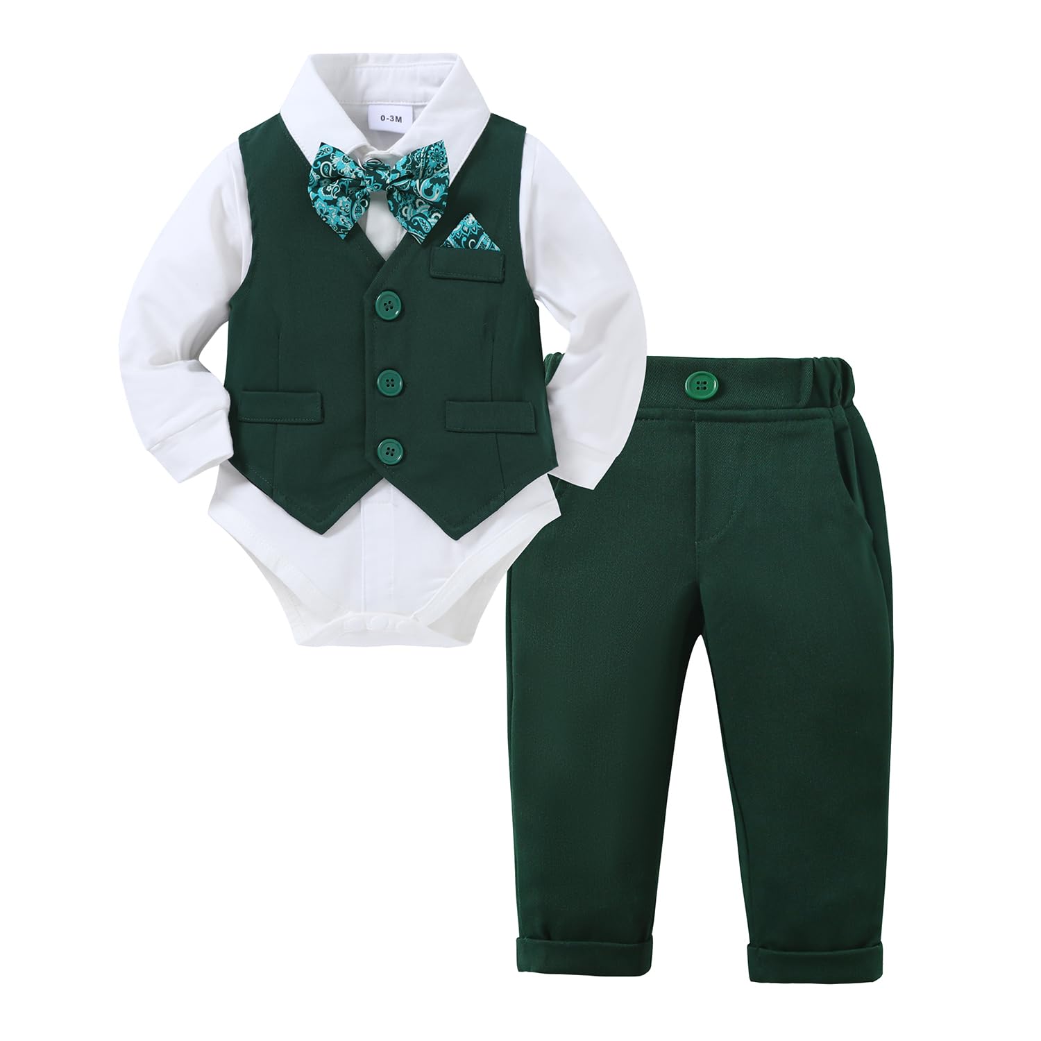 DISAUR Newborn Boy Christmas Outfit Newborn Christmas Tree Green First Christmas for Dress Wearing 0-3 Months
