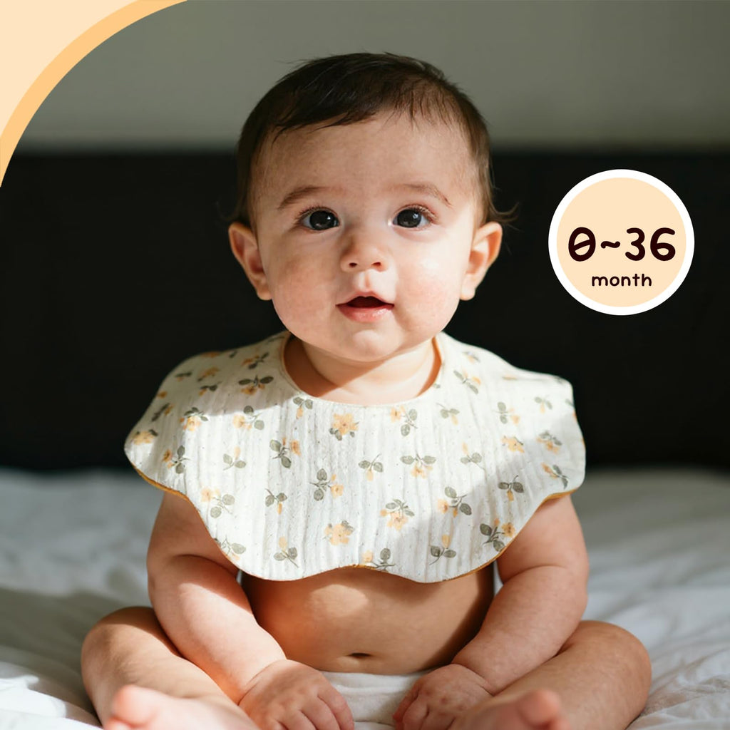 DOSMINE Organic Cotton Muslin Baby Bibs Waterproof Reversible Drool Bibs