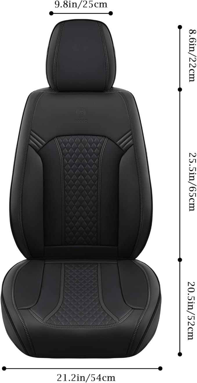 Doogo Seat Covers for Cars, Leather Seat Covers, Waterproof Front Automotive Seat Covers,Universal Black Seat Cushion Protectors Interior Accessories for SUV Sedan Truck Truck-Black