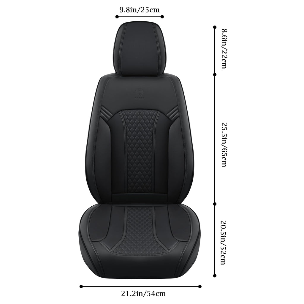 Doogo Seat Covers Full Set, Leather Car Seat Covers Luxury Waterproof Truck Seat Covers Driver Seat Cover Universal Fit Most Cars Trucks SUVs-Black