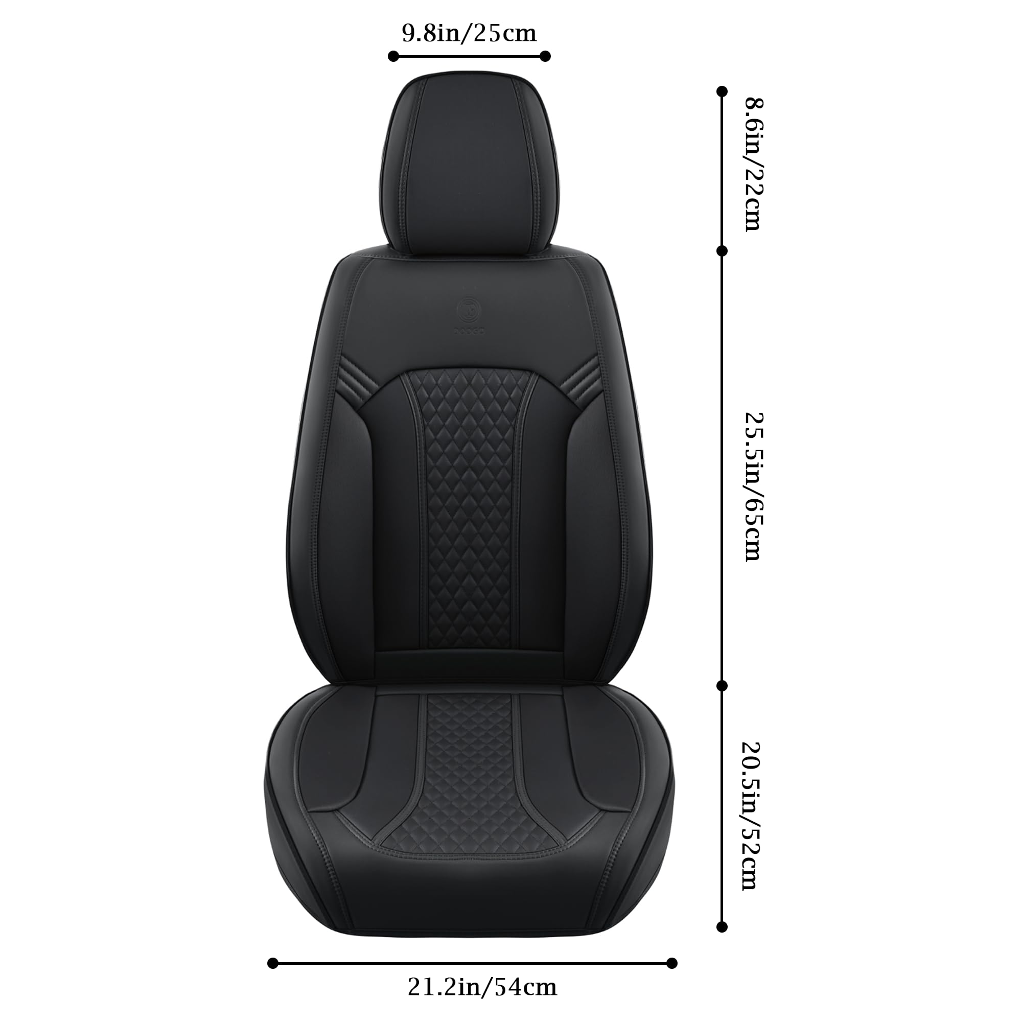 Doogo Seat Covers Full Set, Leather Car Seat Covers Luxury Waterproof Truck Seat Covers Driver Seat Cover Universal Fit Most Cars Trucks SUVs-Black