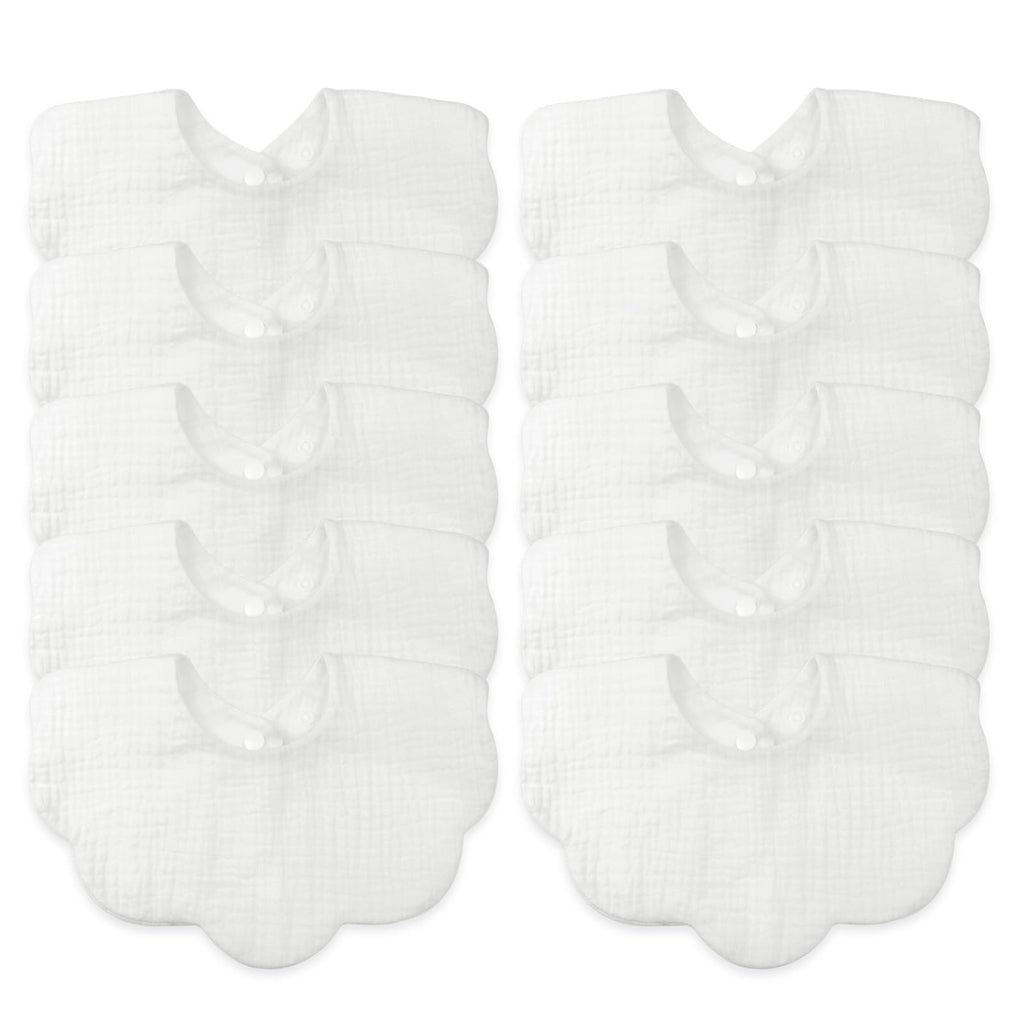DOSMINE Organic Cotton Muslin Baby Bibs 10 Pack Absorbent Adjustable