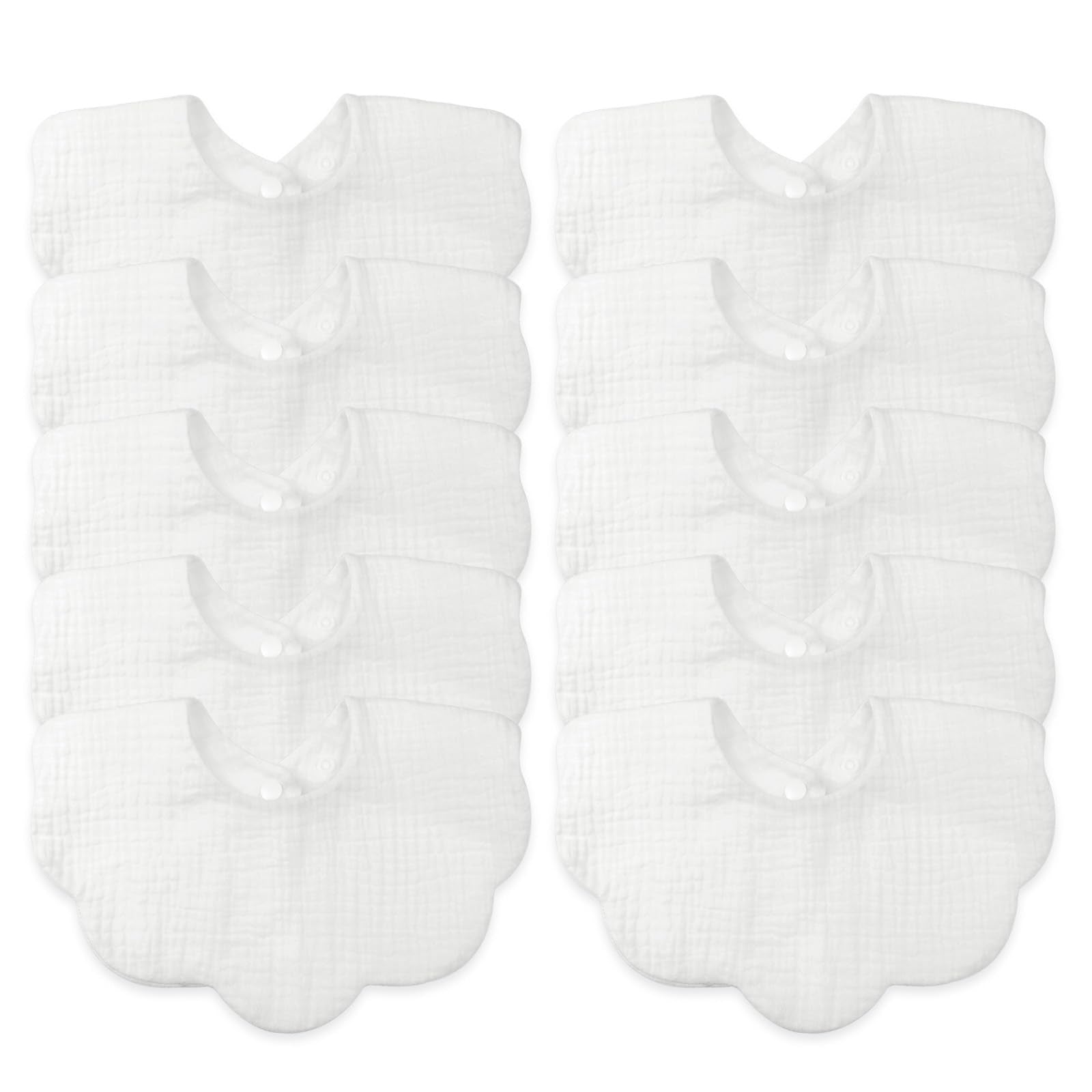 DOSMINE Organic Cotton Muslin Baby Bibs 10 Pack Absorbent Adjustable