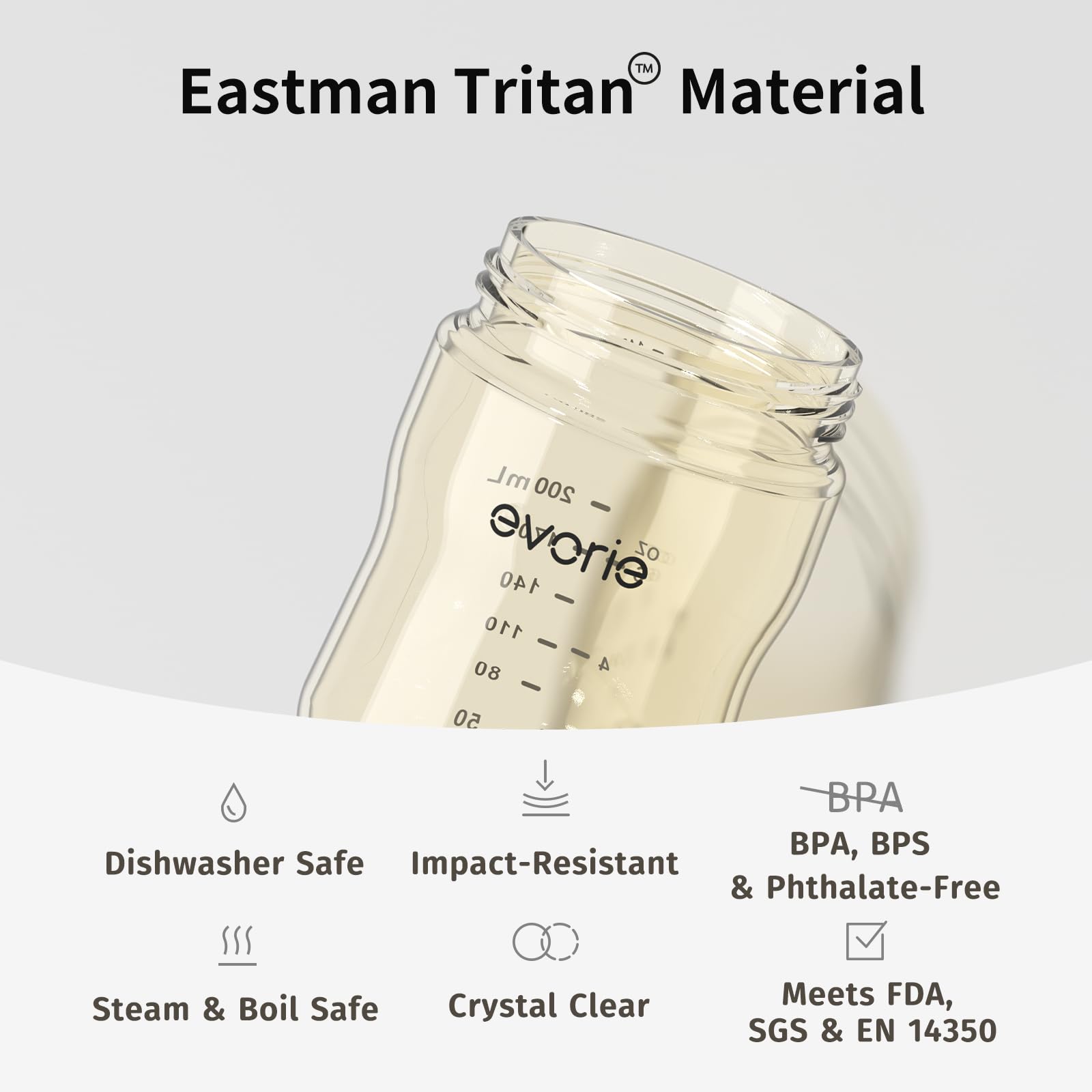 Evorie Tritan Weighted Straw Cup Baby Training Cup, Spill Proof, 7 Oz, 6M+