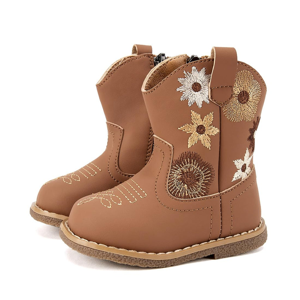 BMCiTYBM Baby Cowboy Boots Infant Cowgirl Western Shoes Brown 6-12 Months