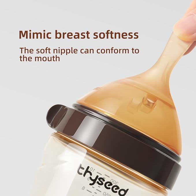 Thyseed PPSU Natural Breast-Like Bottle with Nipple(7-10 Months),10oz，1pack