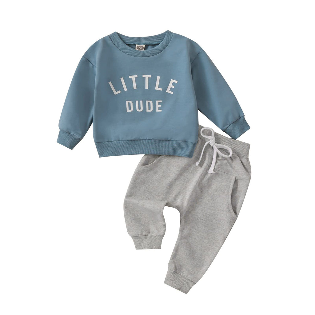 MA&BABY Toddler Baby Boy Clothes Solid Color Sweatshirt Jogger Pants Set