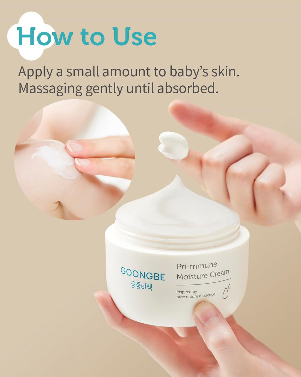 GOONGBE Pri-mmune Moisturizing Cream 2 Pack - Korean Face & Body Cream with Shea Butter for Dry Sensitive Skin - Hypoallergenic 72 Hour Hydration, Non-Sticky, 6.1 oz x 2