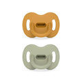 Color Essence SX PRO Silicone Baby Pacifier 2Pk, Made with 100% Soft Silicone, Baby Essentials Perfect for Breastfeeding Babies, Designed in Spain, 6-18 Mths, Mustard/Green