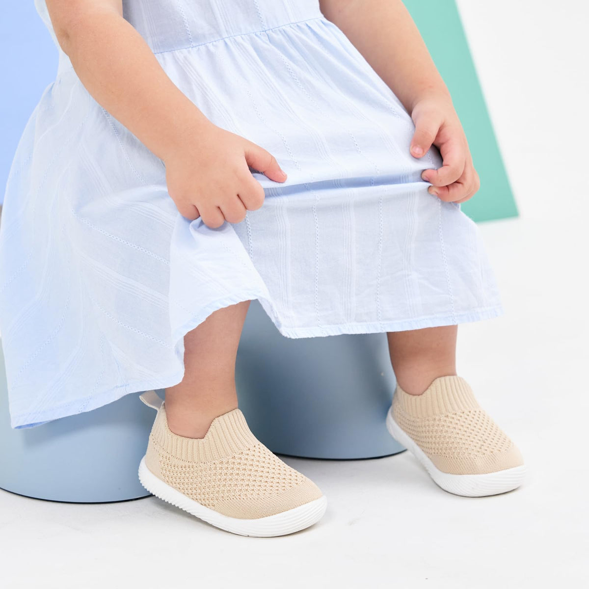 MORENDL Toddler Shoes Baby Walking Sock Shoes Non-Slip Breathable Boys & Girls Sneakers Infant Tennis Shoe Khaki 9-12Months