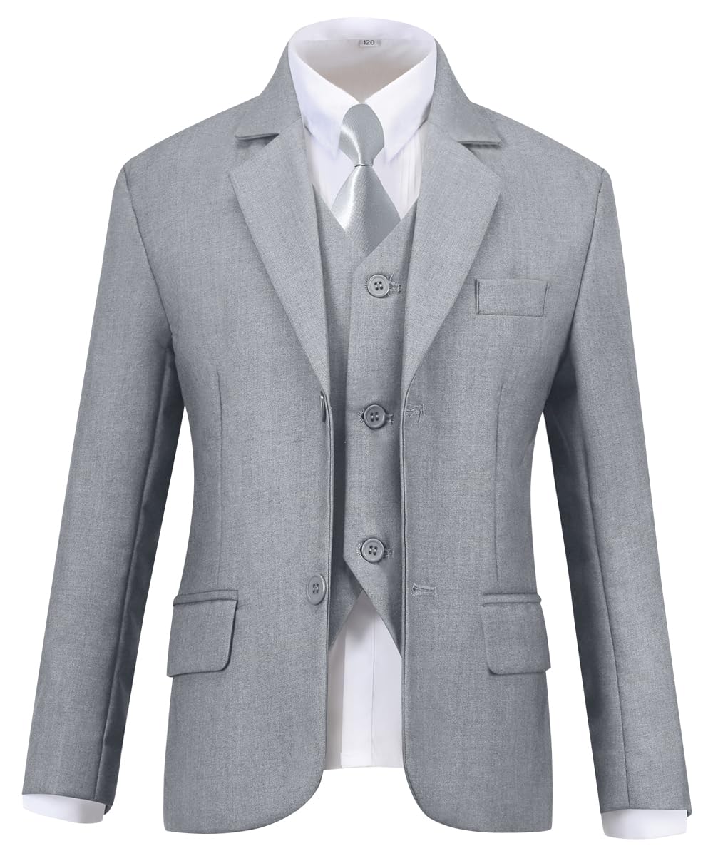 Suits for Boy Slim Fit Boys Suit Ring Bearer Outfit for Kids Gray Size 18