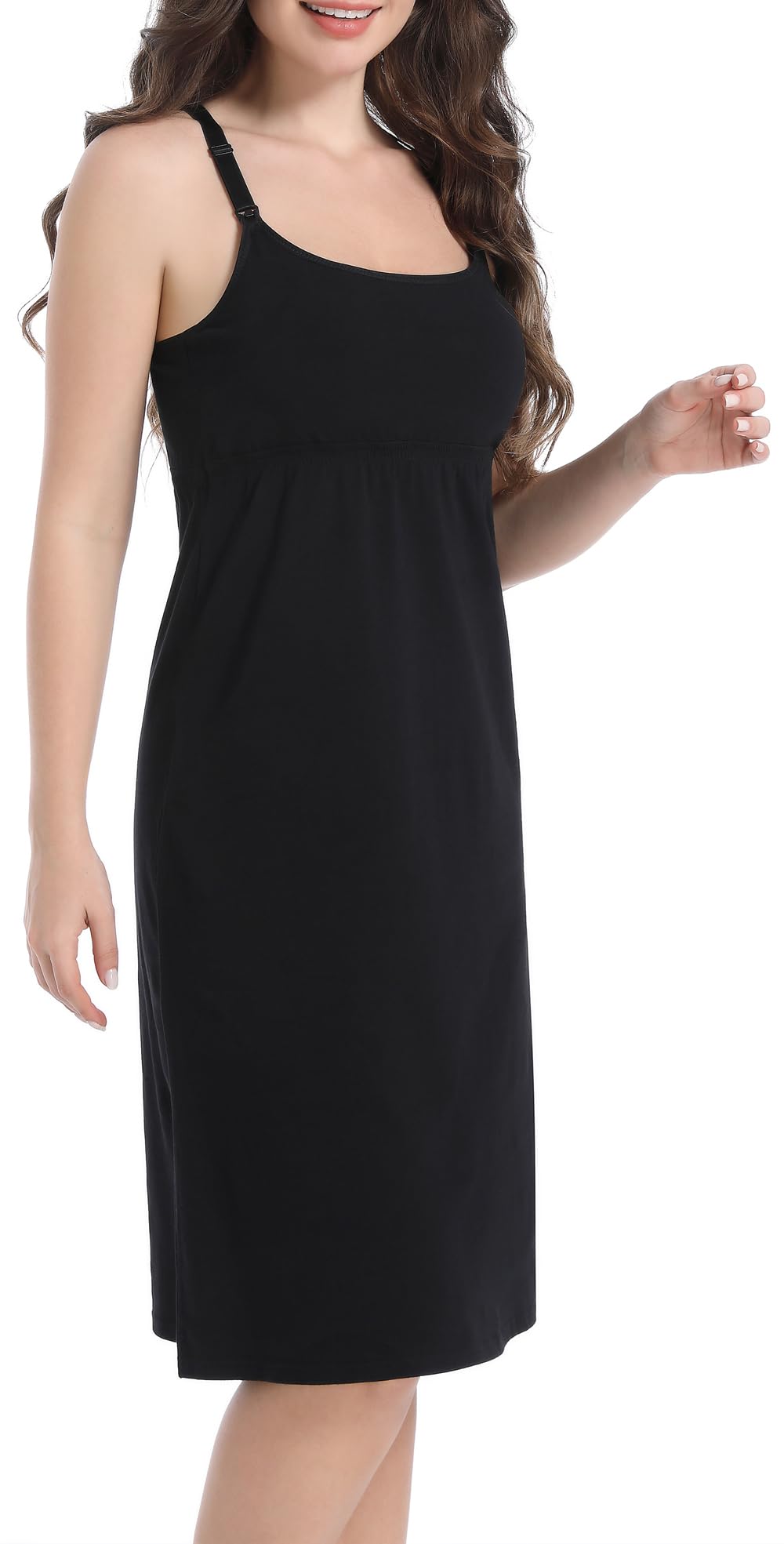 SUIEK 3-Pack Maternity Nursing Nightgown Breastfeeding Tank Tops Pregnancy Sleepwear (Large)