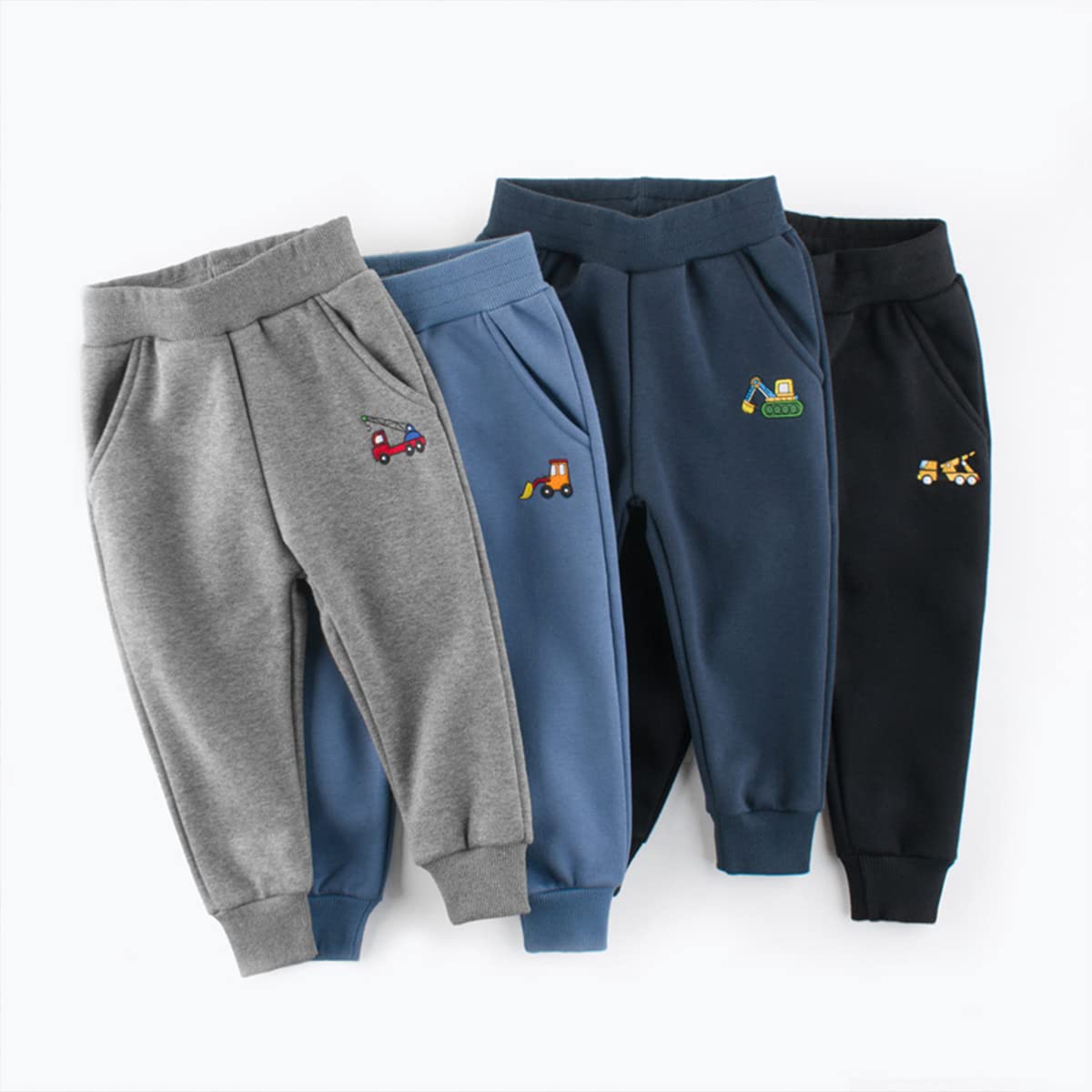 GFQLONG Toddler Boys Cotton Pants Kids Embroidery Joggers Sweatpants 7-8Y