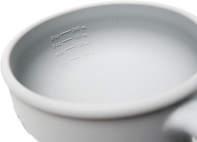 TalkTools Itsy Bowl with Locking Lid - Platinum grade silicone with Volume Lines, Curved Walls for Easy Scooping - for Babies, Toddlers, Children, and Elderly - Snack Cup Lid Accessory (Cloud)