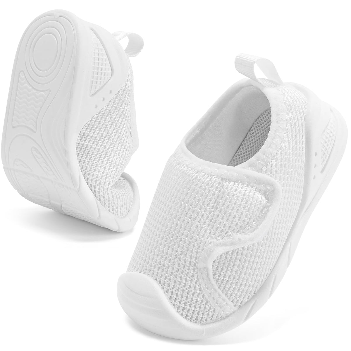STQ KIDS Baby First Walking Shoes Girls Boys Wide Toe Box Infant Shoes Slip On Toddler Sneakers Lightweight Barefoot Crib Shoe Soft Barefoot White 6-9 Months Infant