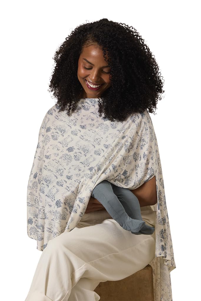Solly Baby Nursing Cover, Ultra-Breathable, Lightweight Breastfeeding Cover-Up, Buttery-Soft Fabric, Universal Fit, Postpartum Essentials, Newborn Must Haves, Bleu Toile