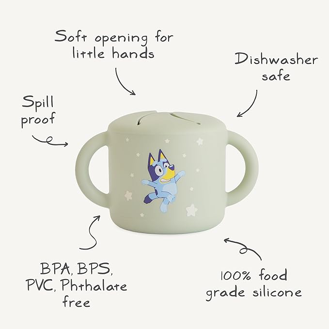 mushie x Bluey Silicone Snack Cup | Spill Proof Food Container for Toddler and Baby (Bluey Ivory)