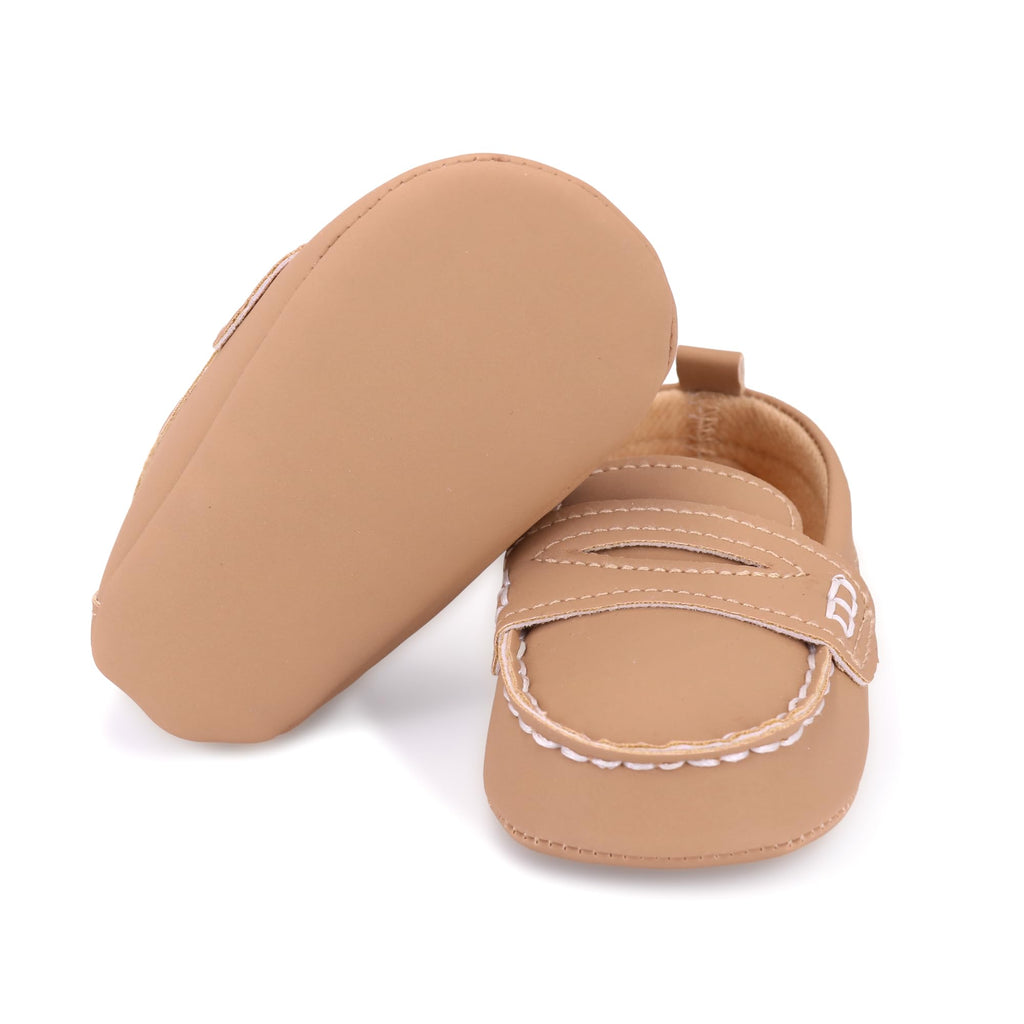 LONSOEN Baby Girls Boys Loafers Prewalker Dress Crib Shoes 6-12 Months,BAY230 Khaki 12