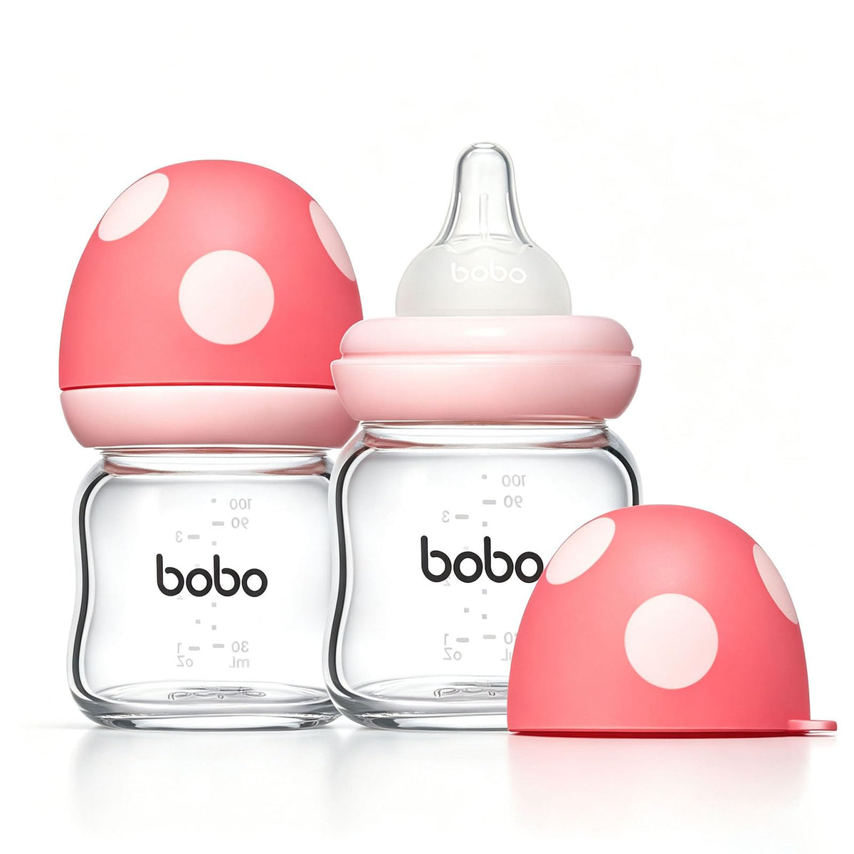YOHKOH Natural Glass Baby Bottles, 8.8oz Red-A 4‑Pack