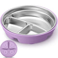 Nuogo 1 Pcs Stainless Steel Baby Suction Plates with Removable Silicone Shell 2-in-1 Metal Toddler Bowl Divided for Picky Eaters Kid Feeding Led Weaning Supply, Dishwasher Safe (Purple)