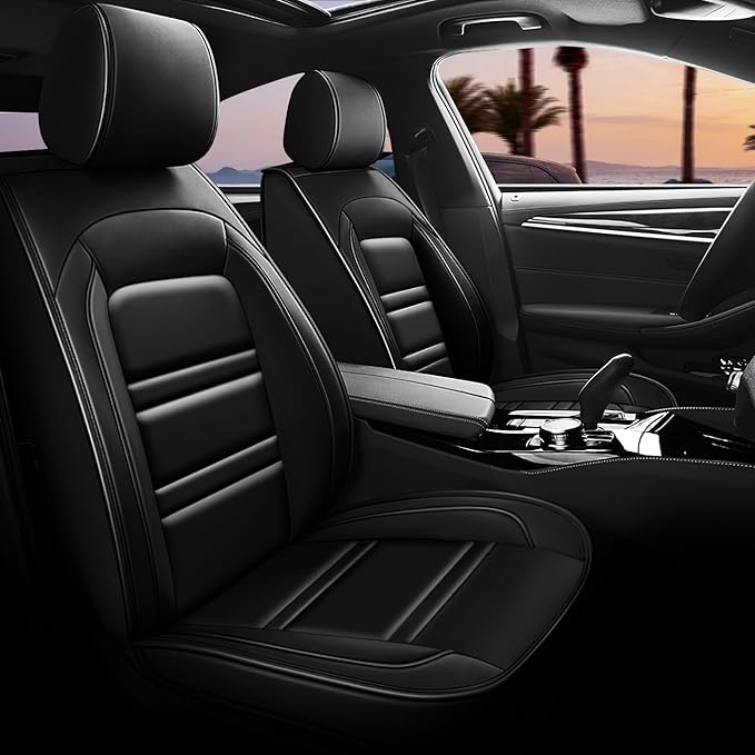 Seat Covers for Nissan Car Armada 2004-2024 | 5-Seats Leather Seat Covers, Easy to Install Automotive Seat Covers Full Set (Full Set, Black)